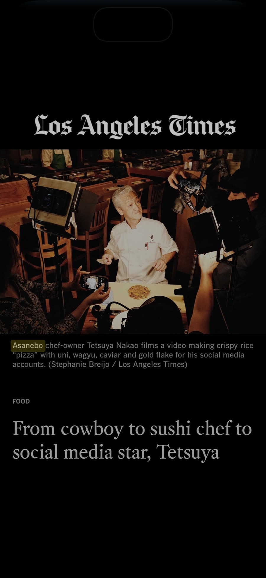 LA Times feature on Asanebo's Chef Tetsuya Nakao, filmed by JD Films