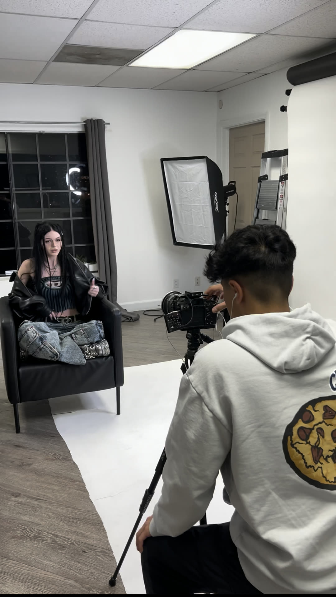 Studio interview under the softbox