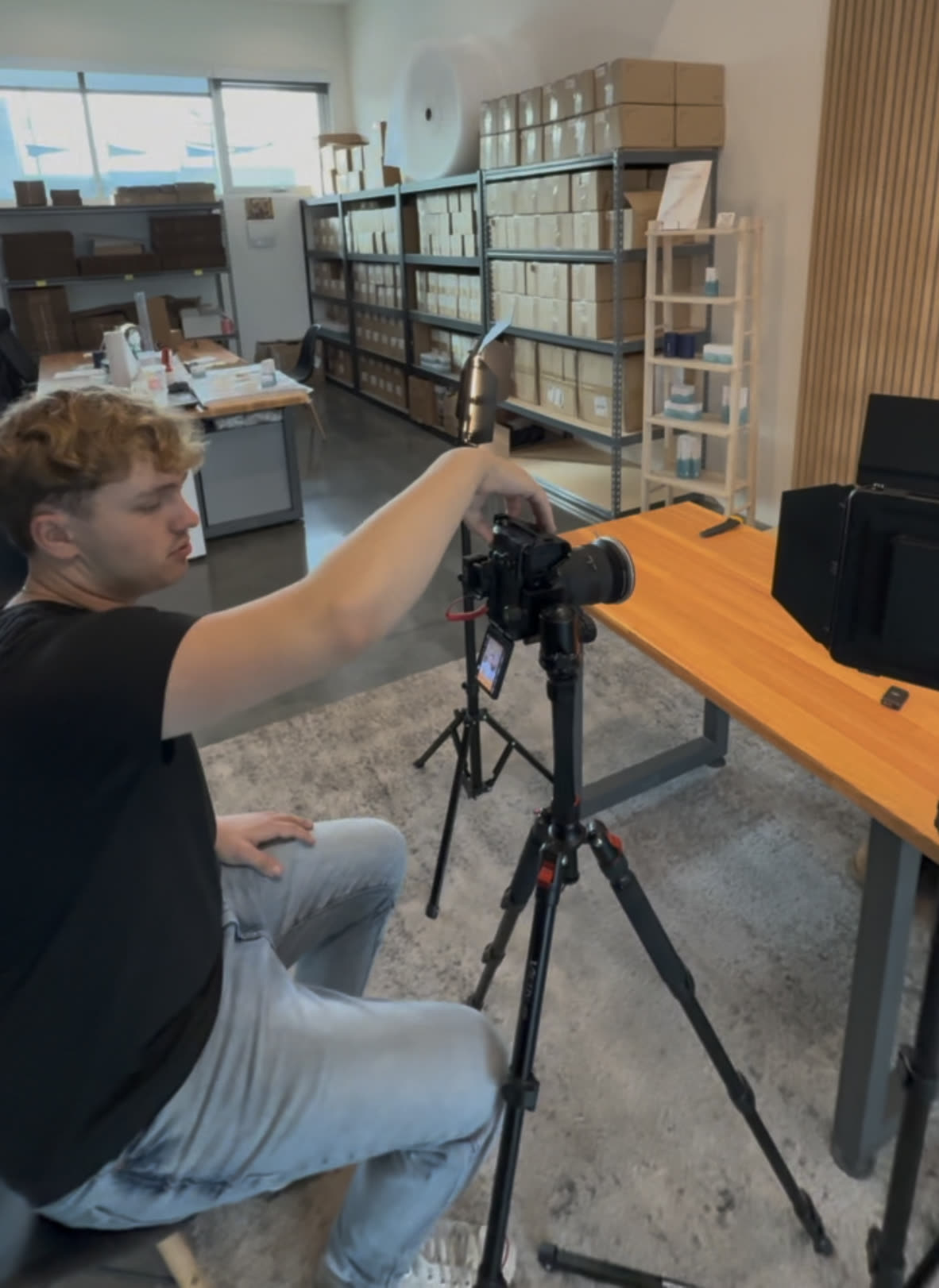 Office brand shoot behind the camera